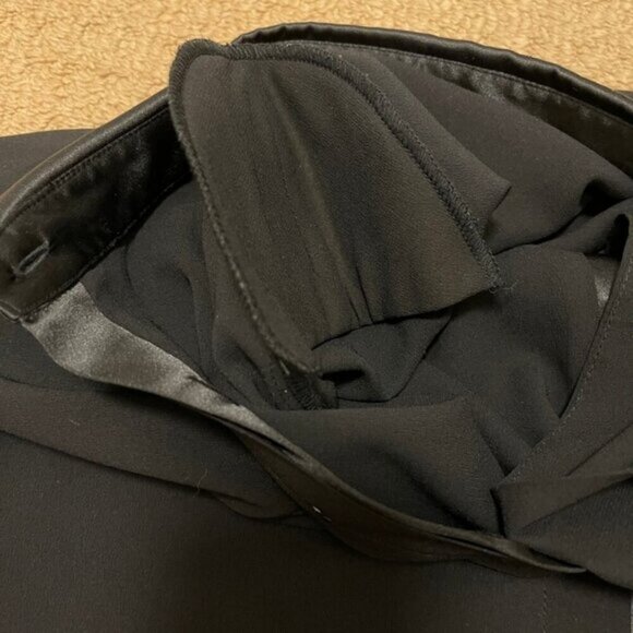 Vintage Satin Trim Hidden Button Blouse Black - Picture 9 of 15